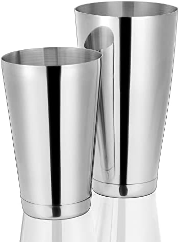 Etens Cocktail Shaker Tins Set Stainless Steel, Pro Bar Style Boston Shakers Bartending, Two Piece Martini Shaker Cup Drink Mixer for Bartender – Silver Bar Tools Weighted Metal Shaking Tin