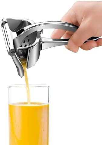 Hand Juicer Squeezer with Ergonomic Heavy Duty Handle with Pour Spout for Mess-Free Pouring - Manual Citrus Press for Lemon, Orange, Lime, Grapefruit, Pomegranate(MATERIAL:Stainless Steel)