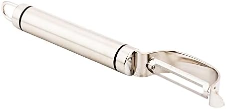 Restaurantware Met Lux 7.5 Inch Vegetable Skin Peeler 1 Double-Sided Carrot Peeler - Non-Slip Grip Hanging Loop Stainless Steel Potato Peeler Dishwasher-Safe For Apples And Cucumbers