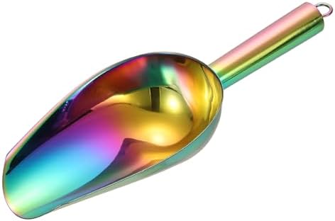 uxcell Metal Ice Scoop, 9.8" x 3.5"Stainless Steel Ice Scooper for Kitchen Party Bar Wedding Use, Rainbow