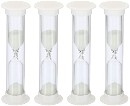 PATIKIL 2 Minute Sand Timer, 4Pcs Small Sandy Clock with Plastic Cover, Count Down Sand Glass for Games, Kitchen, Party Favors DIY Decoration, White