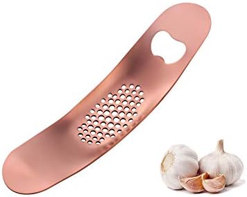 Stainless Steel Garlic Press Mincer,Kitchen Gadget with Handle,Easy Use &Clean, Dishwasher Safe,for Nuts & Seeds (Rose Gold)