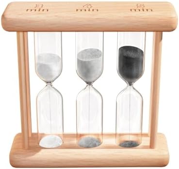 Wooden Tea Timer 3-4-5 Minute, Natural Wooden Frame Hourglass Timer, Colorful Sand Clock, Small Trio Sand Timer for Tea & Home Decor, Reloj De Arena, Mini Tea Sand Watch