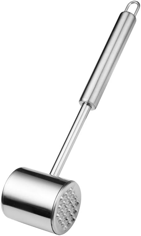 Gourmet Multi Sided Meat Tenderizer, 304 Stainless Steel, Moderate weight, Suitable for pounding various kinds of meat, Shellfish, ect, Hang Hole for Easy Storage,Easy to wash