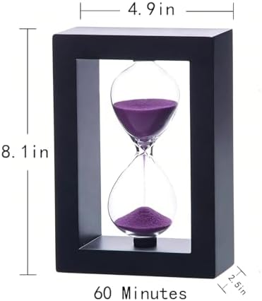 SAMLONG Hourglass 60 Minute Decorative Sand Timer, Wooden Purple Sand Clock