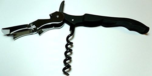 Soft Velvet Touch Waiters Double Hinge Corkscrew Wine Key Bottle Opener (Black)