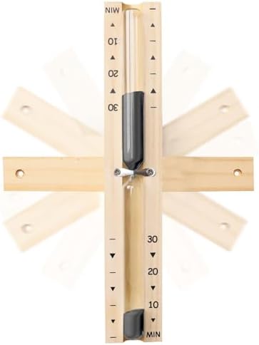 Sauna Sand Timer 30 Min, Rotatable Wooden Heat‑Resistant Hourglass Sand Clock for Sauna SPA, Black