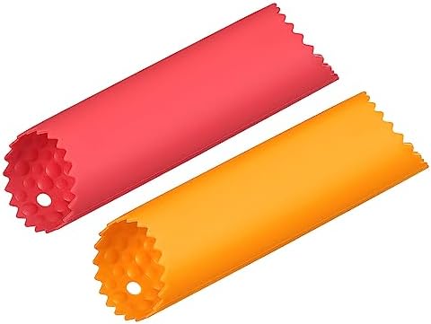 uxcell Garlic Peeler Skin Remover Roller Keeper, Silicone Garlic Peeler Tube Non Slip 5.12inch Long for Useful Kitchen Tools, Orange/Red