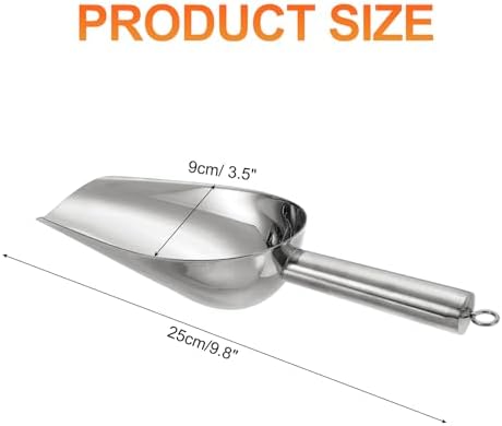 uxcell Metal Ice Scoop, 9.8" x 3.5"Stainless Steel Ice Scooper for Kitchen Party Bar Wedding Use, Silver