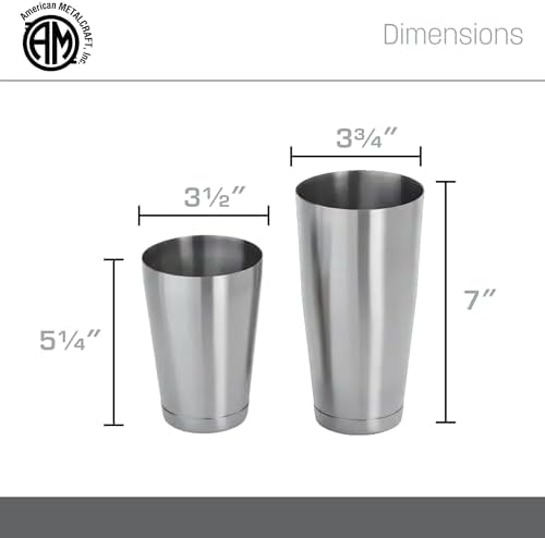 American Metalcraft BSSET Boston Shaker Set, Stainless Steel, Weighted, 18 oz. and 28 oz.