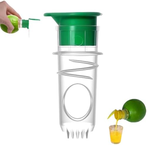 Screw-Top Lemon Squeezer, Manual Juicer with Filter Lime Juicer BPA-Free Extractor Citrus Press with Lid Squeeze Lime for Cocktails Drinks (Green)