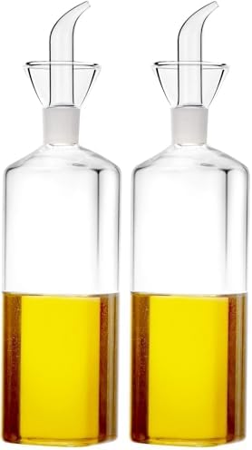 16 ounce/480ml Glass All-Purpose Cruet, Glass Oil Decanter and Cruet for Kitchen and BBQ (Square-16 oz) (Pack of 2)