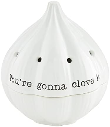 Mud Pie Circa Garlic Keeper, White, 4.5" x 4" dia