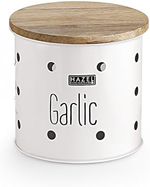 HAZEL Garlic Storage Container for Kitchen | Garlic Container for Storage, White
