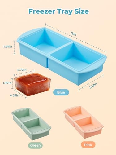 Silicone Freezer Tray with Lid for Soup Ice Cubes, 2Cup Large Ice Cube Tray