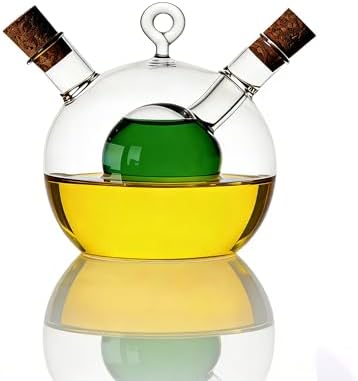 ELETON 2 in 1 Glass Oil and Vinegar Dispenser,Cruet with Ball Inner Chamber