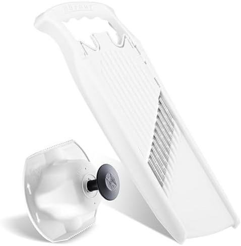 Börner by Reston Lloyd Wave-Waffle Power Line • Crinkle Cut/Spirelli Vegetable Slicer & Food Safety Holder • Slicer for Wave Waffle Cut Style • Multiple Thickness Options • Made in Germany, White