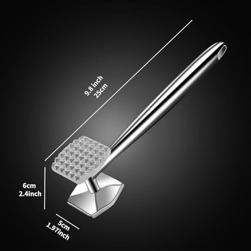 AMOZO Meat Tenderizer 304 Stainless Steel Meat Hammer – Premium Meat Tenderizer Mallet Stainless Steel – Pounder For Tenderizing and Pounding Steak, Beef And Poultry,Dishwasher safe.
