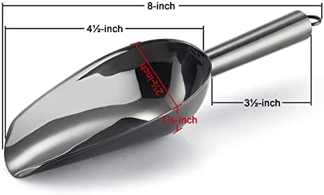 E-far 6 Ounce Ice Scoop Set of 2, Black Stainless Steel Small Food Scooper