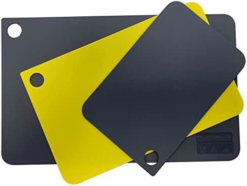 Fackelmann Set of 3 XSlim Flexible Plastic Chopping Boards, 3 Sizes in Grey and Yellow Colours According to HACCP, Dishwasher Safe 38.5 x 24 cm - 31.5 x 20 cm - 24.5 x 16 cm