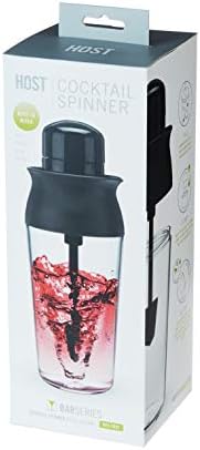 HOST Cocktail Spinner with Built In Strainer and Drip Free Pour Spout, Drink Mixer for Cocktails, Mocktails, Barware, Home Bar Accessories, 20 oz, Set of 1, Black