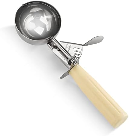 New Star Foodservice 34783 Commercial-Grade Thumb Press Food Disher/Ice Cream Scoop, 18/8 Stainless Steel, 3.75 oz, Size 10, Ivory