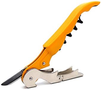 Pulltap's Genuine Classic 500 LEFT-HANDED Waiter's Corkscrew – Double-Hinged Wine Key with Hinged Foil Cutter – Patented Design – Made in Spain – Yellow (Amarillo)