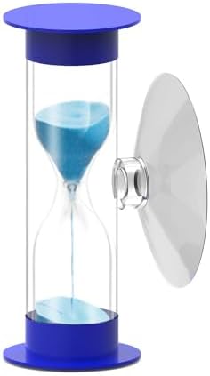 2 Minute Hourglass Sand Timer with Suction Cup,Unbreakable Sucker Sand Clock Timer 2 min,Plastic Mini Sand Watch,Rotatable Reloj De Arena for Kids Toothbrush(Blue)