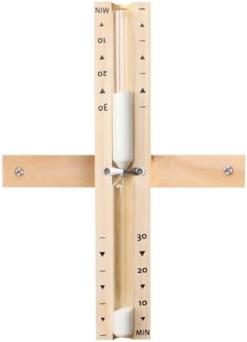 30 Minute Sauna Sand Timer, Rotating Wooden Sauna Hourglass with White Sand, Heat Resistant Hour Glass Timer for Sauna SPA Room