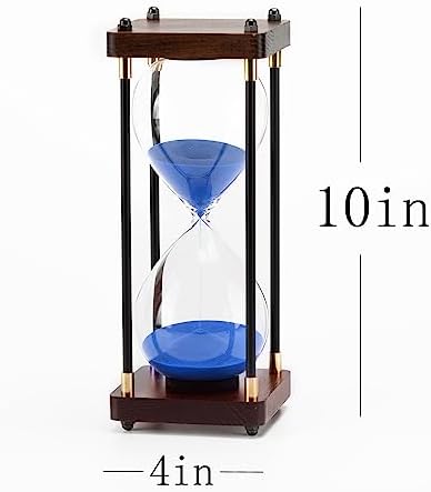 SAMLONG Large Hourglass Timer 60 Minute, Decorative Wood Sand Timer, Blue