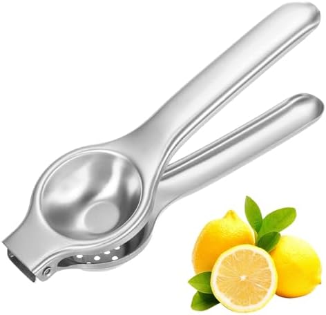 uxcell Metal Lemon Squeezer, Stainless Steel Citrus Fruit Juicer Handheld Lemon Juicer Squeezer Manual Press Professional Hand Kitchen Tool for Lemon Citrus Juicing, Silver Tone