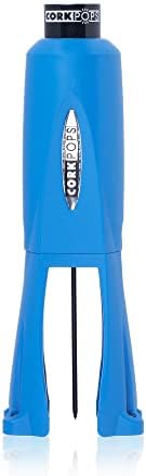 Cork Pops Legacy Wine Opener Built-in 4-Blade Foil Cutter Safe Cork Removal, Effortless Push Button Use, Needle Guard for Safety, Low-Pressure Cartridge Opens Up To 60 (Blue, With 3 Cartridges)