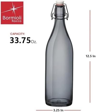 Bormioli Rocco Giara Bottle - Gray, 33.75 Oz, Set of 2