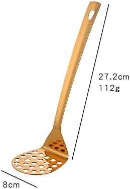 Stainless Steel Gold Potato Masher with Long Handle, Sturdy Potato Smasher, Integrated Masher Kitchen Tool Perfect for Vegetable, Fruits, Meat, Bean, Avocado, Disherwash Safe, 10.7 Inch