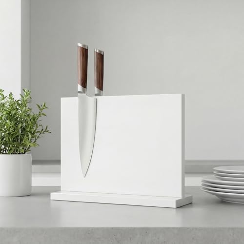 THMINS White Magnetic Knife Holder, Double-Sided Magnetic Knife Block