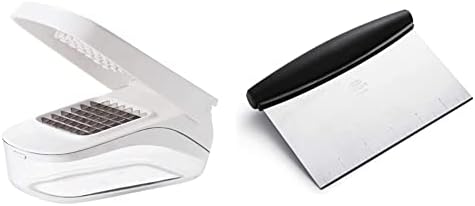 OXO Good Grips Vegetable and Onion Chopper with Easy Pour Opening White and OXO Good Grips Stainless Steel Scraper & Chopper