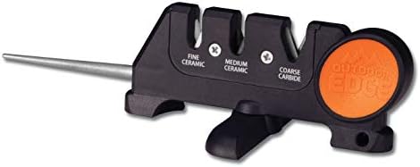 Outdoor Edge Edge-X Pro, Pocket Sized 4-Stage Carbide/Ceramic/Diamond Abrasive Knife Sharpener with Folding X-Base that Improves Stability for all Outdoor, Serrated and Kitchen Knives