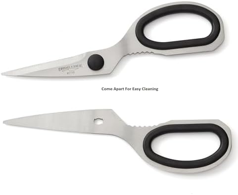Ergo Chef All Purpose Kitchen Shears, Premium Heavy Duty Stainless-Steel Scissors, Ultra Sharp Multi-Function Poultry, Fish, Meat, Vegetables, Herbs, Plastic Packaging Come Apart Easy Cleaning