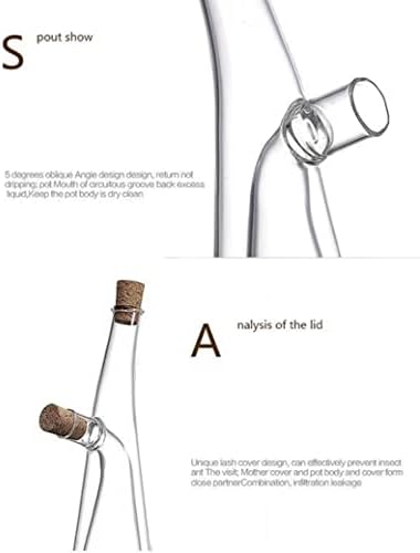Oil and Vinegar Dispenser Set, 2 In 1 Glass Cooking Soy Sauce Dressing Bottles with Cork Stopper Caps, Decorative Olive Oil Cruet Pourer Bottle Container for Kitchen