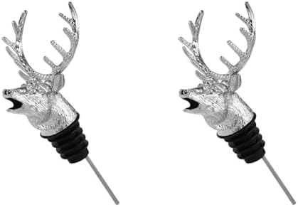Cabilock 2pcs Christmas Deer Head Wine Pourer, Silicone Wine Aerators Deer Stag Head, Liquor Bottle Decanter Bar Accessories Party Favor for Alcohol Spirits Whiskey