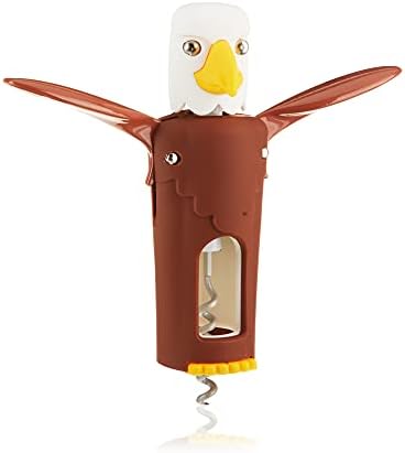 True Zoo Bald Eagle Corkscrew Wine Opener, Winged Design with Easy Grip Soft Touch Wings, Stainless Steel and Plastic with Sharp Screw for Wine Bottles, Home Bar, Kitchen, Novelty Gifts