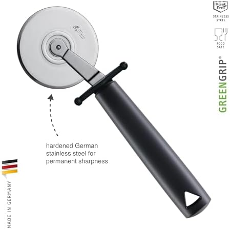 triangle Pizza Cutter - 3 in. (7.6 cm) - Stainless Steel Wheel Blade for Cutting Pizza & Pasta Dough - GreenGrip Handle - Made in Germany