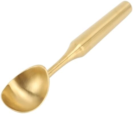 Ice Cream Scoop, Metal Ice Cream Scooper, Stainless Steel Ice Cream Scoop, Nonstick Anti Freeze One Piece Scooper Spoon, Long Handle Ice Cream Ball Spoon for Ice Cream, Cookie Dough, Sorbet (Gold)
