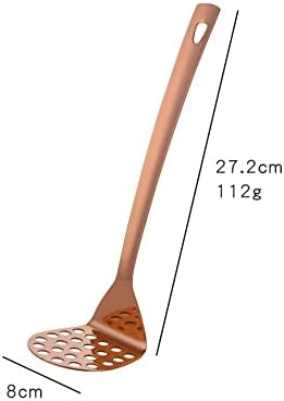 Stainless Steel Rose Gold Potato Masher with Long Handle, Sturdy Potato Smasher, Integrated Masher Kitchen Tool Perfect for Vegetable, Fruits, Meat, Bean, Avocado, Disherwash Safe, 10.7 Inch