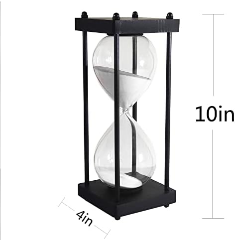 SAMLONG Large Hourglass Timer 60 Minute, Black Wooden Sandglass, White