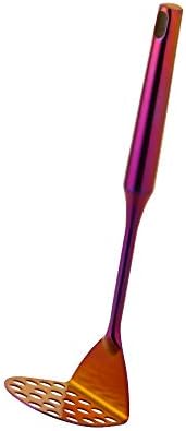 Potato Masher ，Stainless Steel Potato Ricer Press，Ergonomic Horizontal Handle &Multi-Function for Smooth Creamy Mashed Potato,Fruits,Vegetables Baby Food (large, magical red)