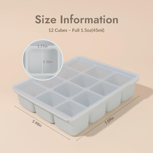 Baby Food Storage Silicone Cubes, Celadon Green, 12 Cubes 1.5oz
