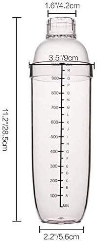 2 Pcs Plastic Cocktail Shaker,Drink Mixer Boba Tea Shaker,Professional Bar Tools Set (33oz/1000cc)