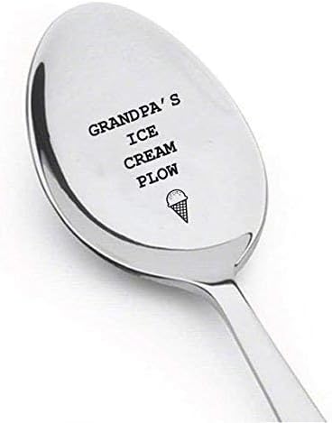 Gift for Grandpa - Grandpa's Ice Cream Plow | Birthday Gift for Grandfather | Funny Ice Cream Lover's Gift | Christmas Gift for Grand Parents | Engraved Spoon