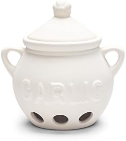 Fox Run Garlic Keeper and Storage, White Ceramic, 5.25" x 4.25" x 5.5"